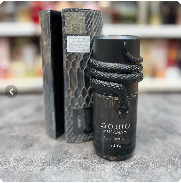 عطر ادوپرفیوم مردانه لطافه مسمم بلک اینتنس حجم ۱۰۰ میل